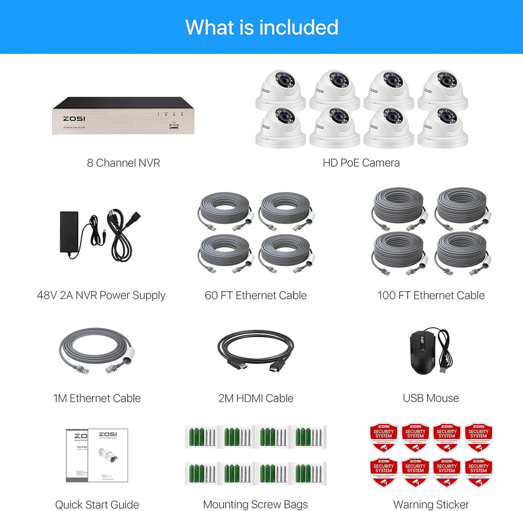 8CH 5MP PoE Security Camera System with 2TB HDD P23989