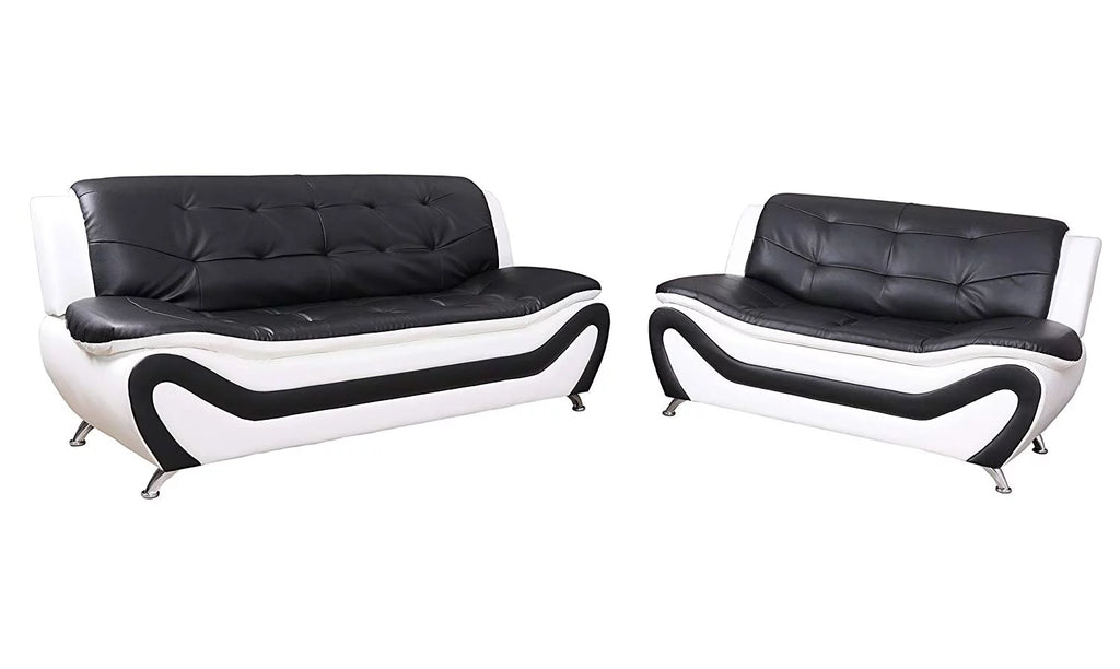 2 Piece Modern Sofa Set, Black & White X19163