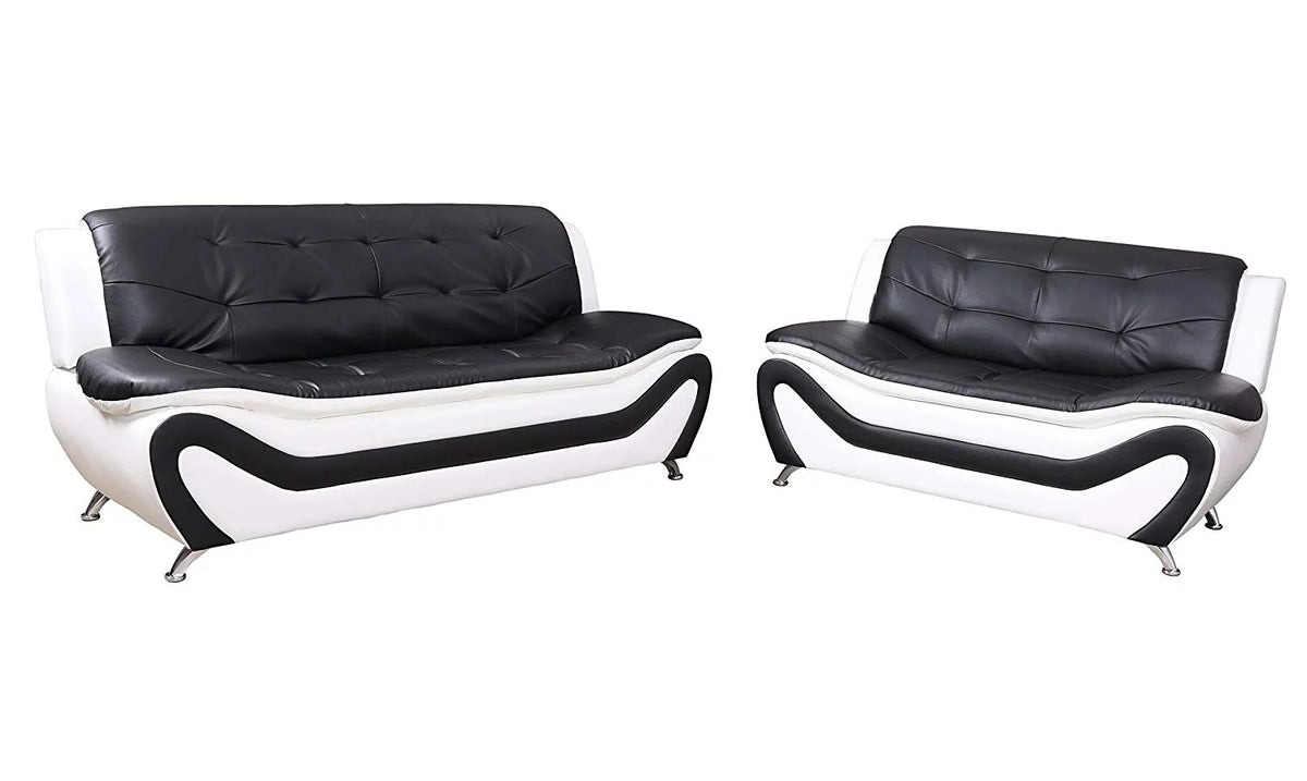 2 Piece Modern Sofa Set, Black & White X19163