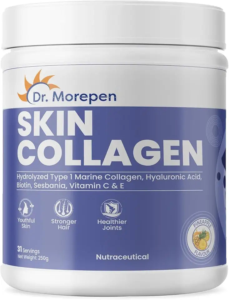 Marine Collagen Skin Protein Powder with Hyaluronic Acid, Vitamin C & Biotin Pineapple Flavour 250g W366