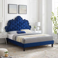 Button-Tufted Velvet Twin Bed D699