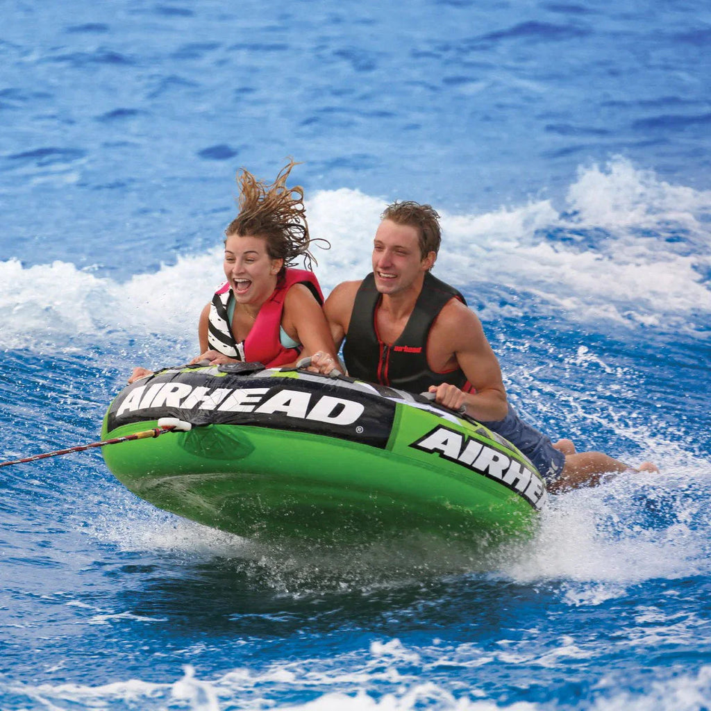 2-Person Towable Boat Tube Float Heavy-Duty Nylon Green Camo B944
