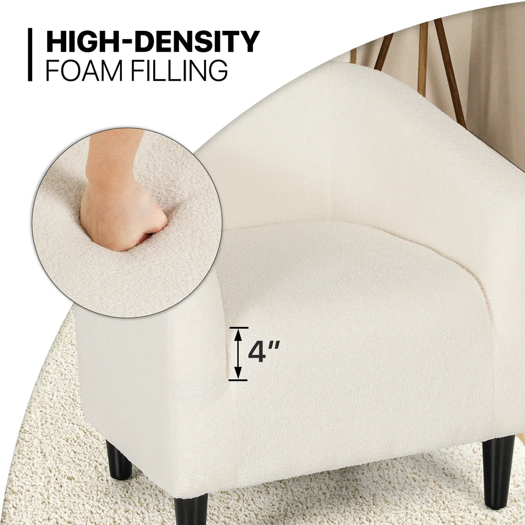 Cream Sherpa Upholstered Accent Chair I795323