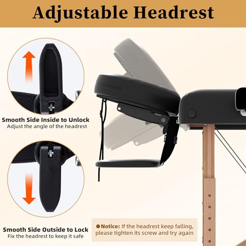 Portable 2 Section Foldable Massage Table Black T398