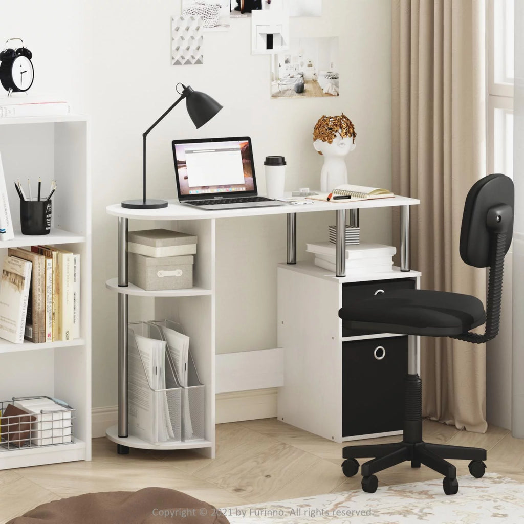 White Oak Computer Study Desk with Bin Drawers S837171