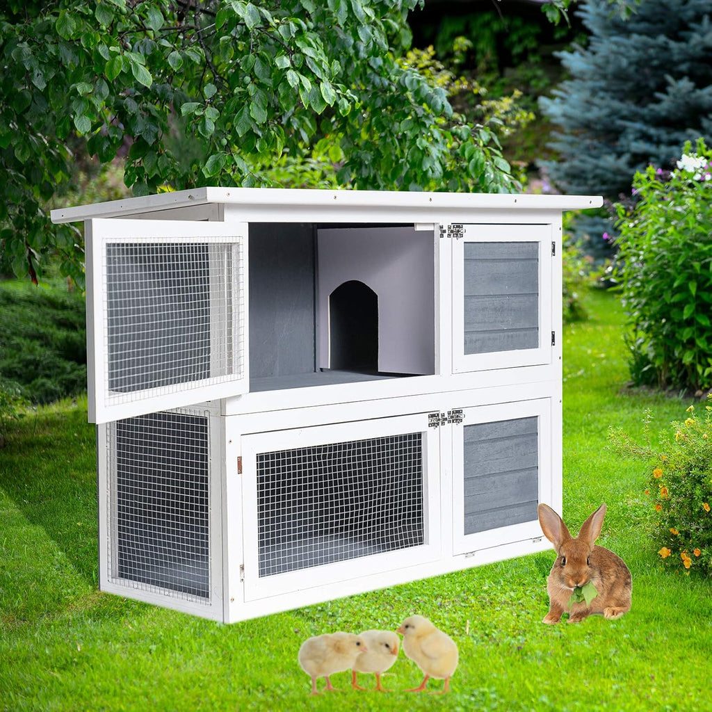 2 Story Rabbit Cage with Ventilation Door Removable Tray D1419