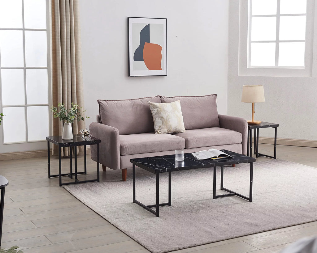 3 Piece Faux Marble Coffee Table End Table Set B62695