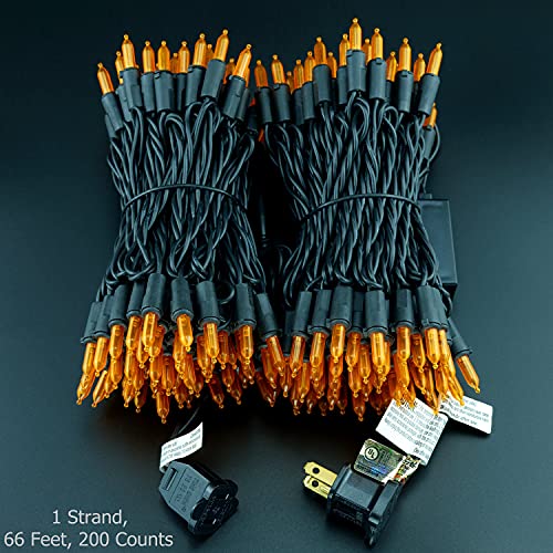 200 Orange LED Christmas Lights Black Wire 2 Strands 33 Feet M484160