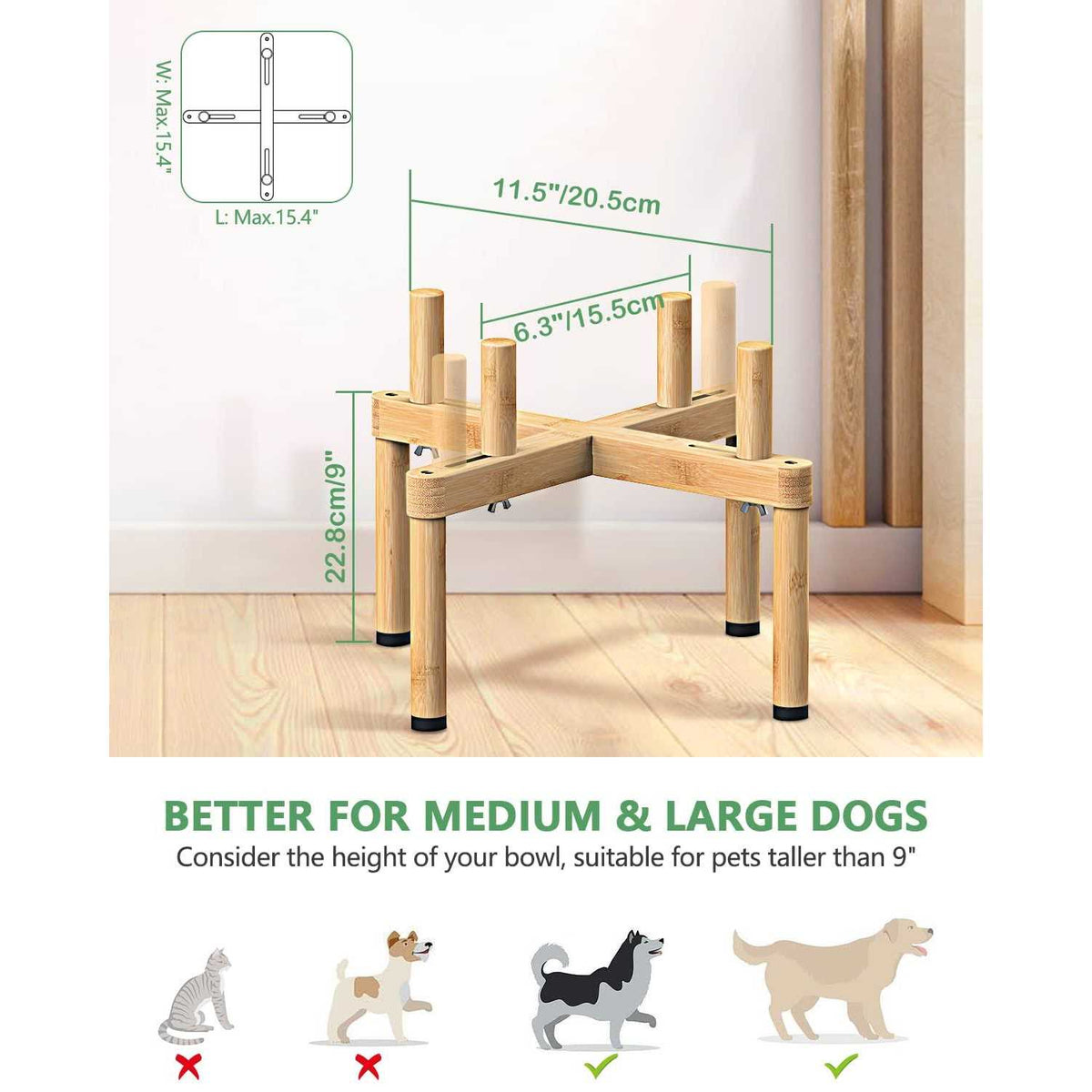 Adjustable Elevated Dog Bowl Stand H3545