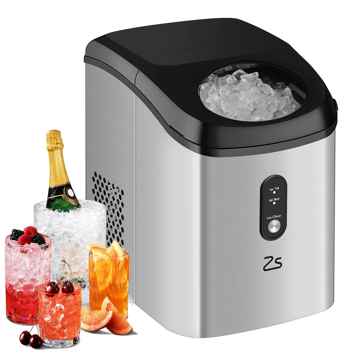 Nugget Ice Maker Countertop, Self-Cleaning Portable with Ice Scoop Z56019