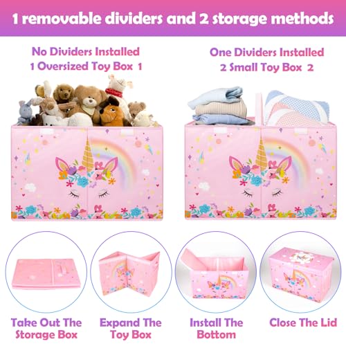 Pink Collapsible Toy Box with Lids E423