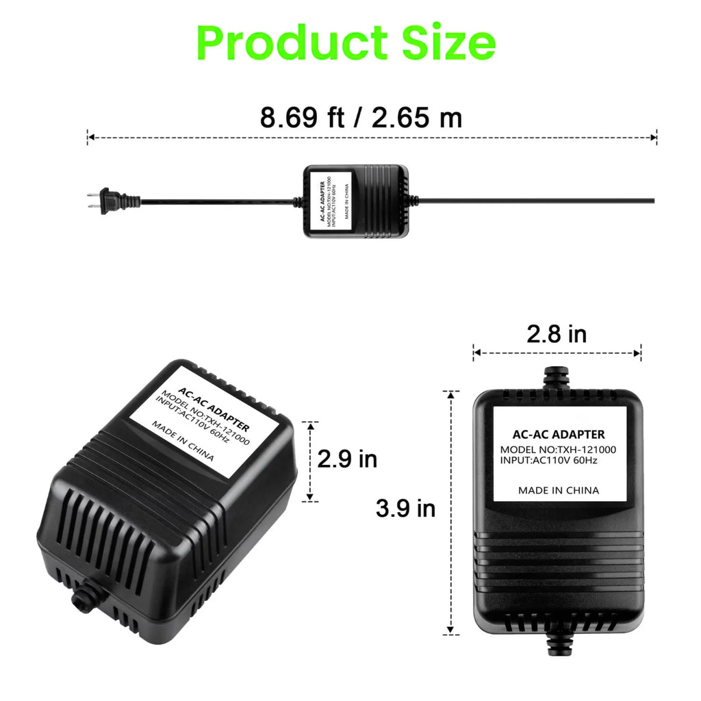 12V AC/AC Adapter Power Supply Charger with Barrel Round Plug Tip K3702