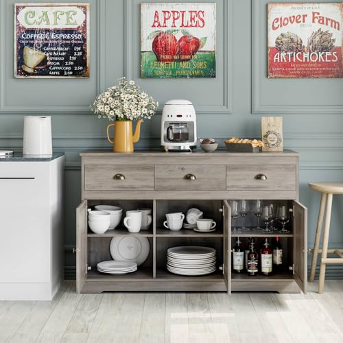 White Buffet Cabinet with 3 Drawers & 3 Doors W239