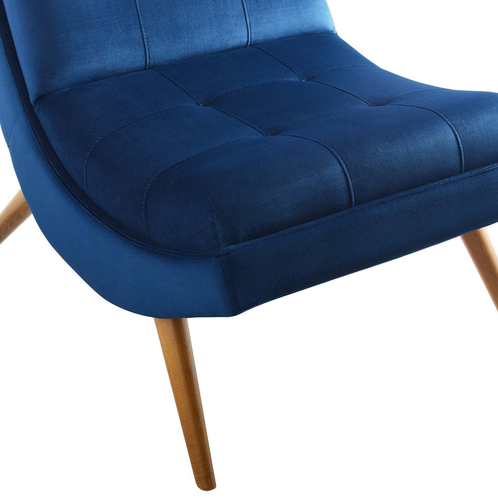 Navy Velvet Lounge Chair and Ottoman Set Z104456
