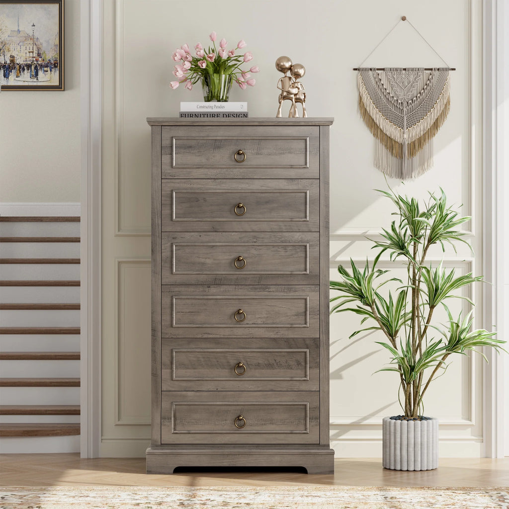 6 Drawer Tall Wood Dresser S22224