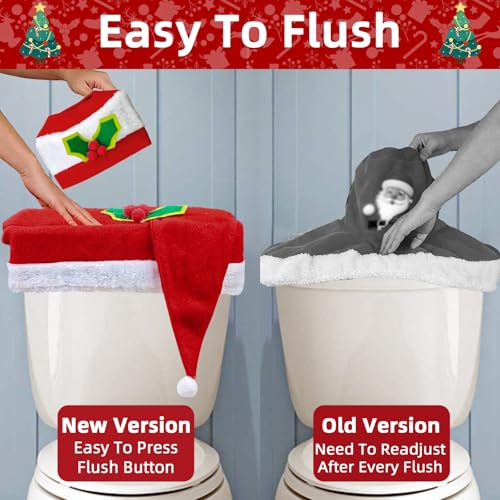 Black 4 Pcs Christmas Toilet Seat Cover Set Q782131