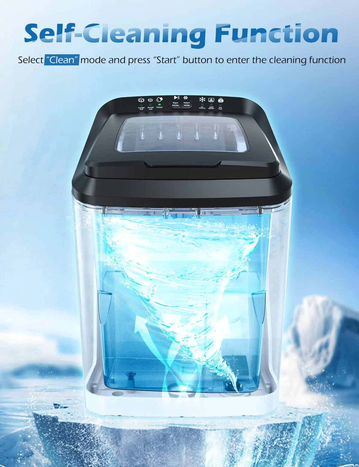 Black Countertop Bullet Ice Maker, 33Lbs, 2 Size Ice Cubes X328
