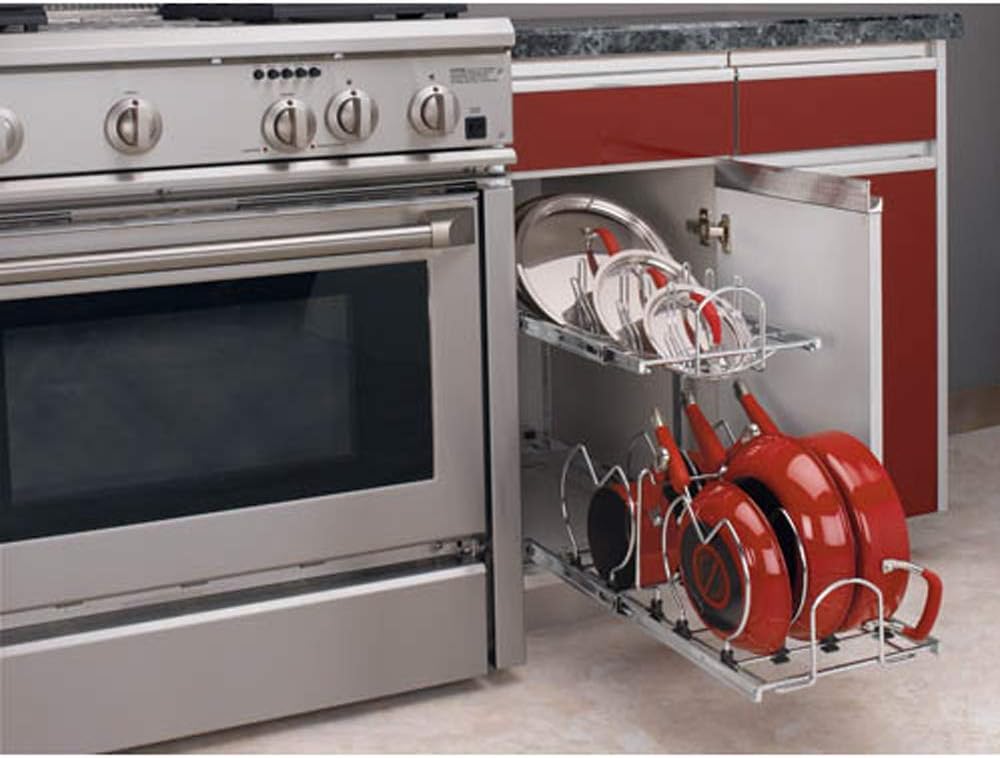 12-Inch 2-Tier Wire Pull Out Kitchen Cabinet Organizer, Chrome L63072