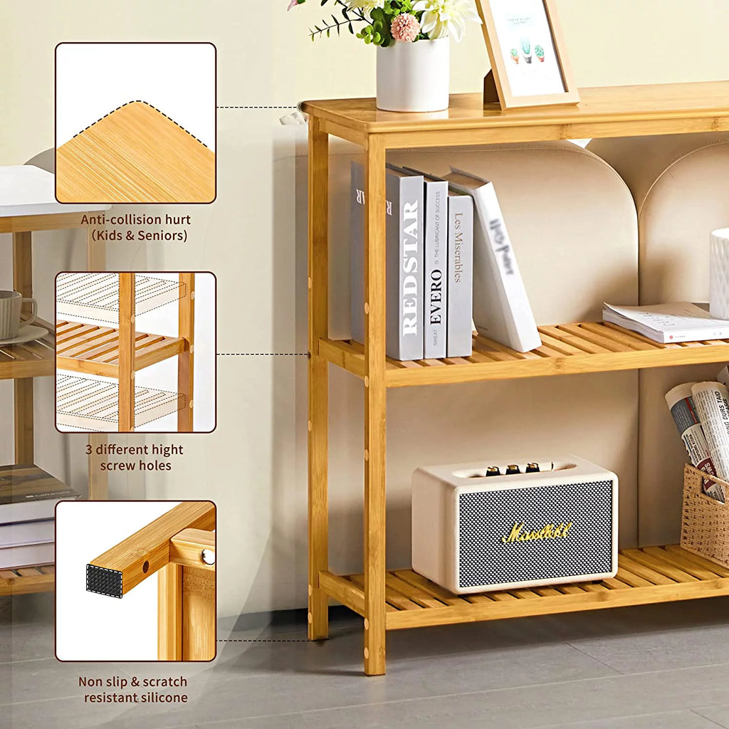 3 Tier Bamboo Console Table with Shoe Storage K638