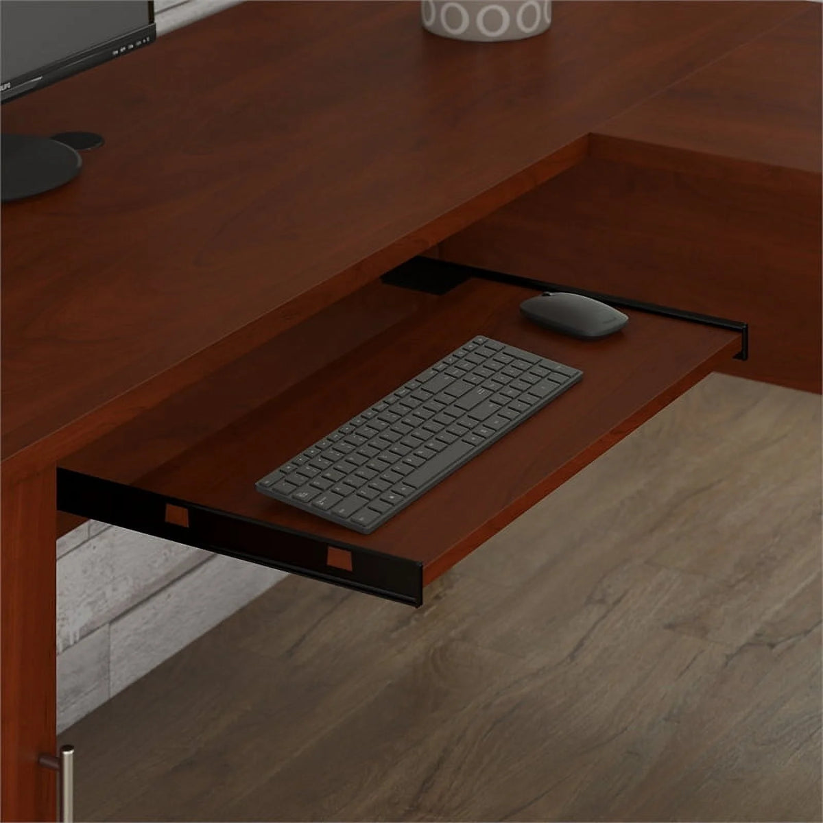 72W L Desk with Hutch & Bookcase Q596