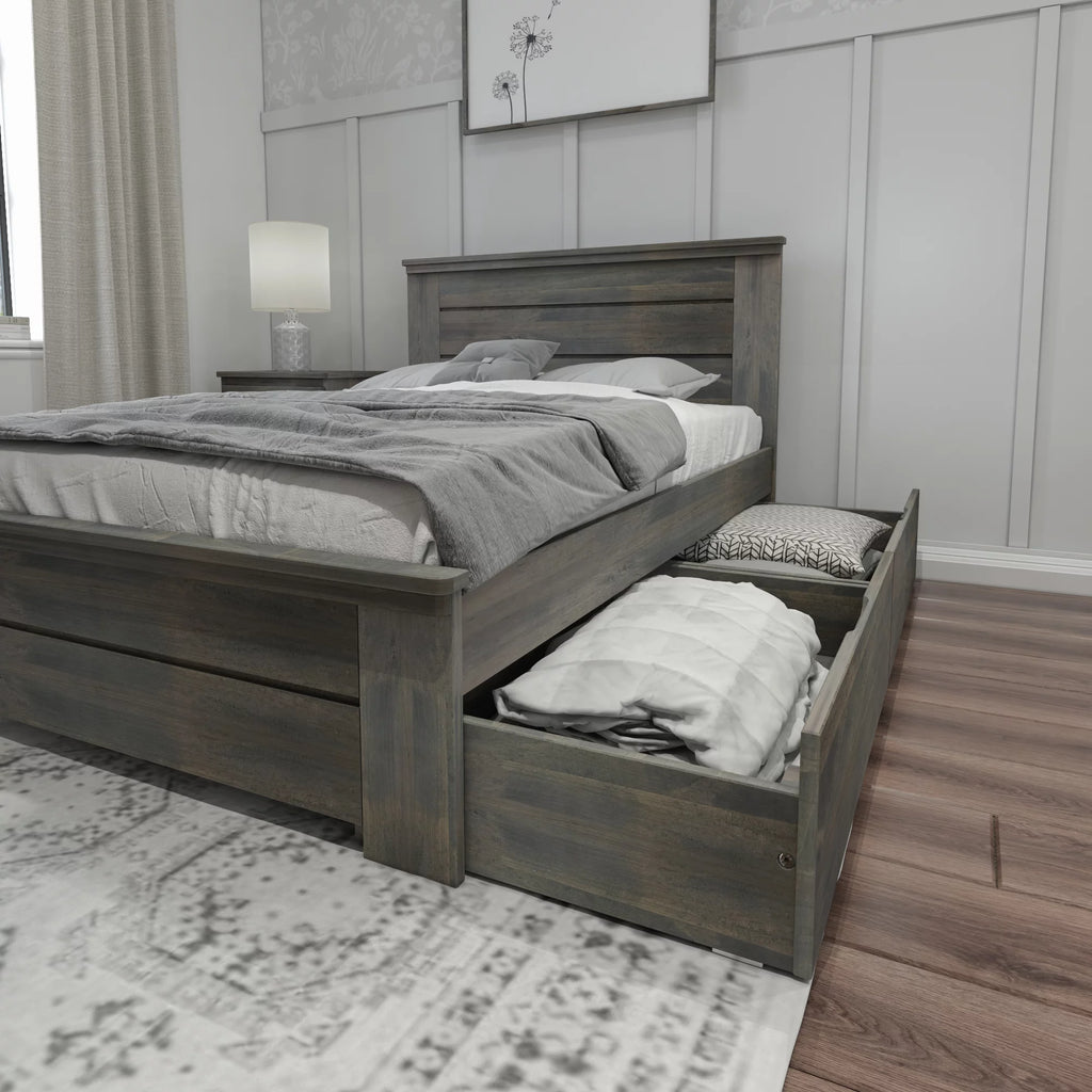 Full Size Wooden Platform Bed with Storage Drawers T1619
