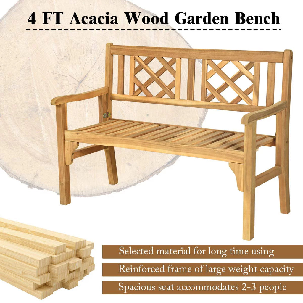 4 Ft Teak Acacia Wooden Patio Bench U34983