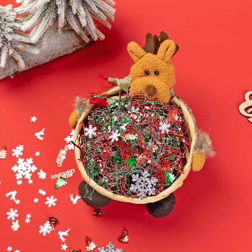 8.8oz Christmas Metallic Red Green Paper Shred W861509