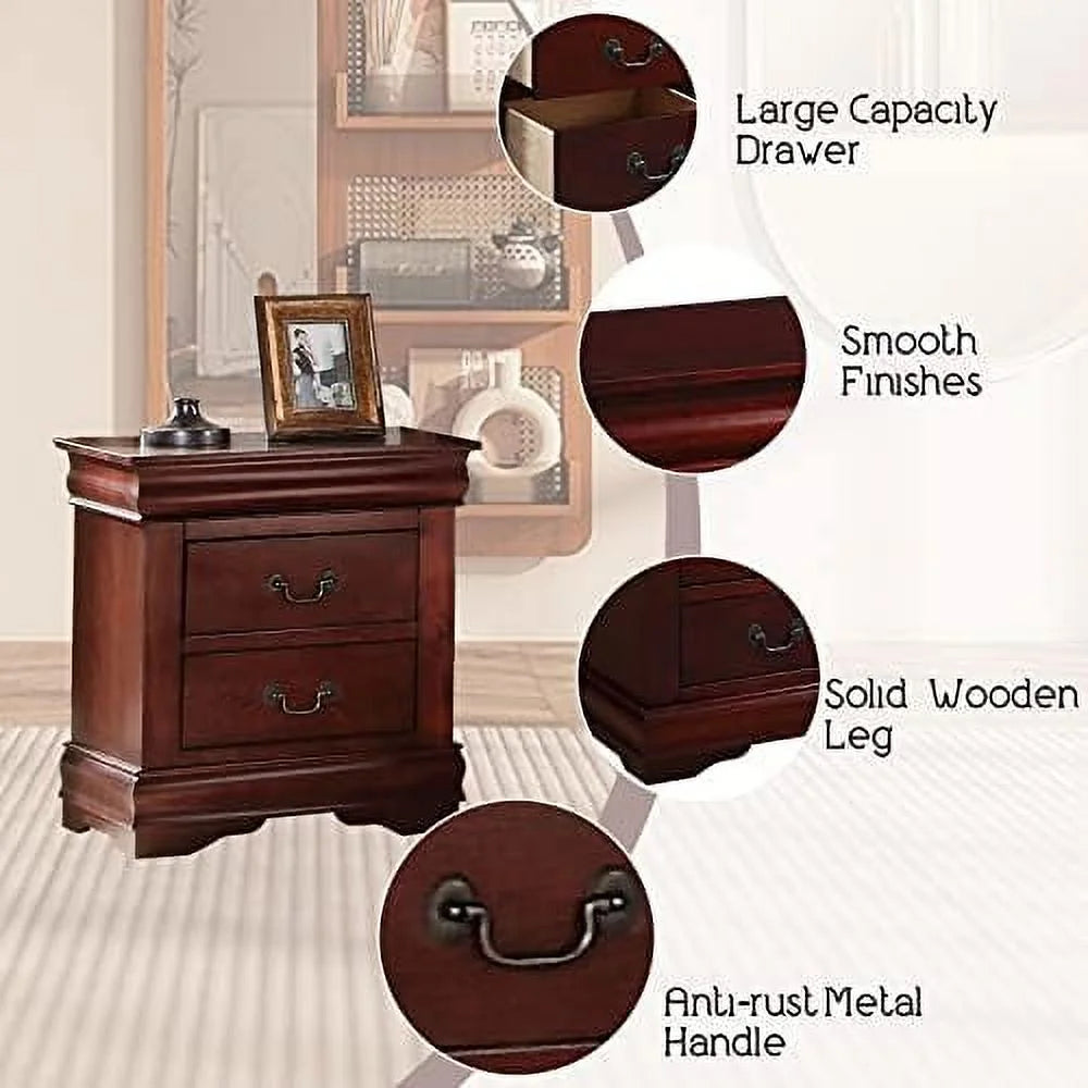 Small Wooden Nightstand with 2 Drawers N838