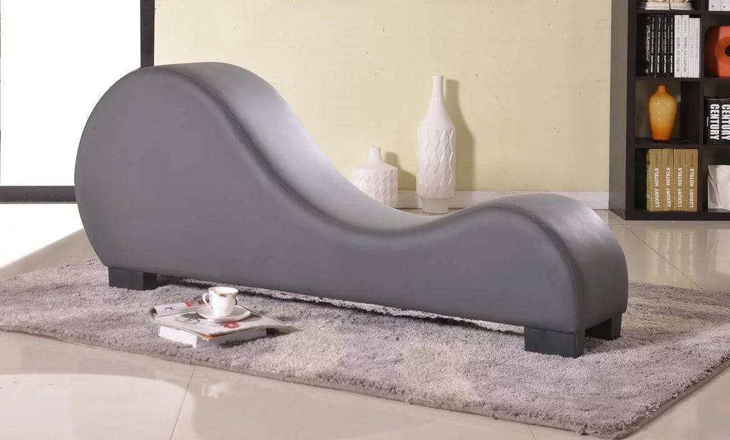Gray Faux Leather Armless Chaise Lounge Q947