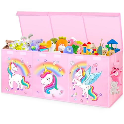 Pink Collapsible Toy Box with Lids E423