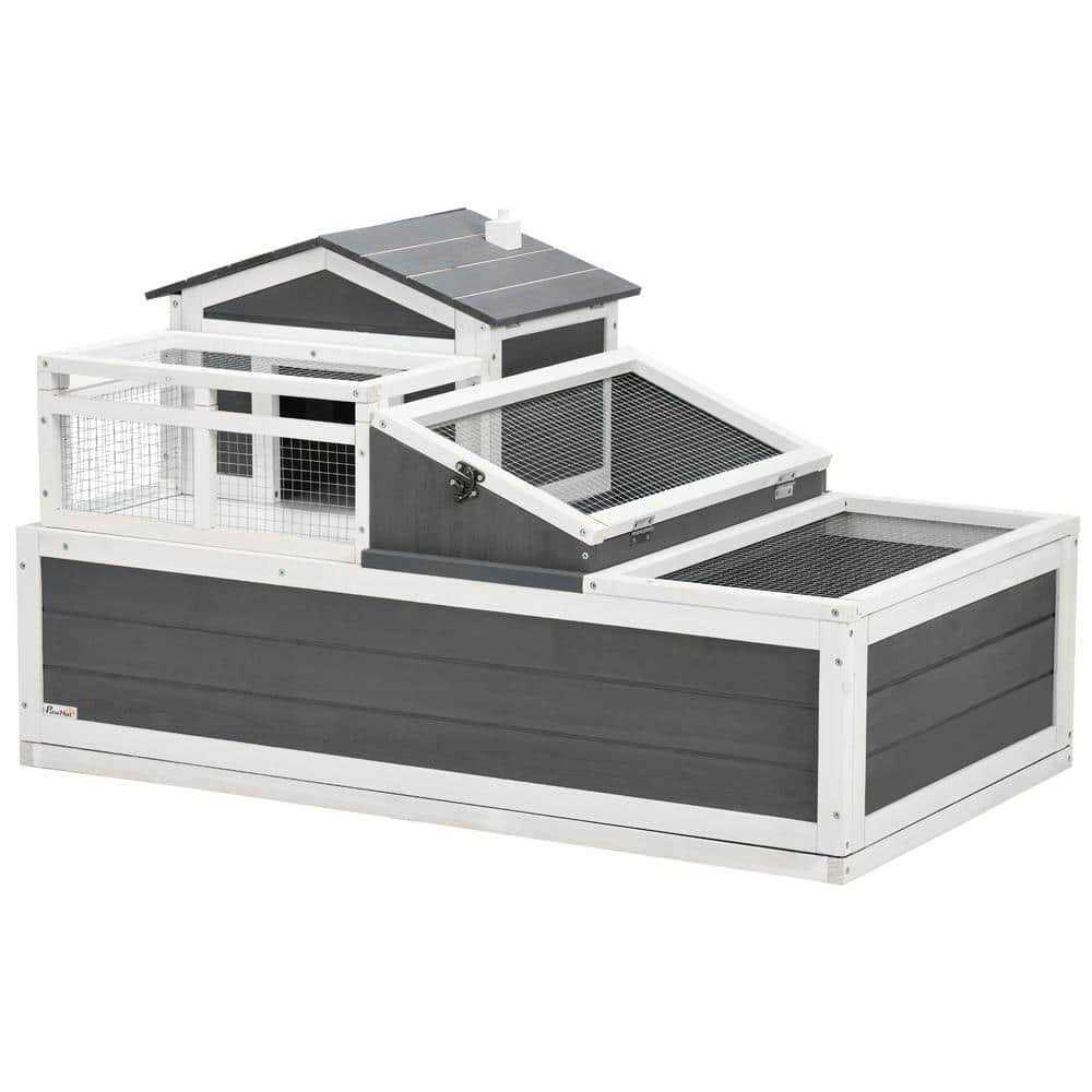3-Room Wooden Tortoise Habitat House with Balcony V797335