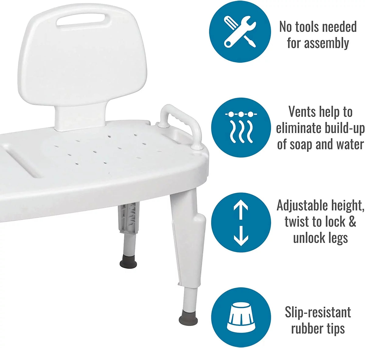 Tool-Free Universal Transfer Bench for Bathtubs & Showers Y6167