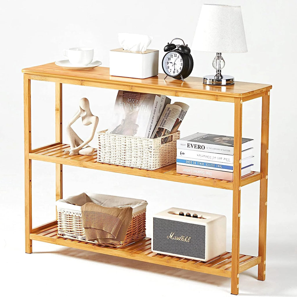 3 Tier Bamboo Console Table with Shoe Storage K638