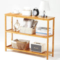 3 Tier Bamboo Console Table with Shoe Storage K638
