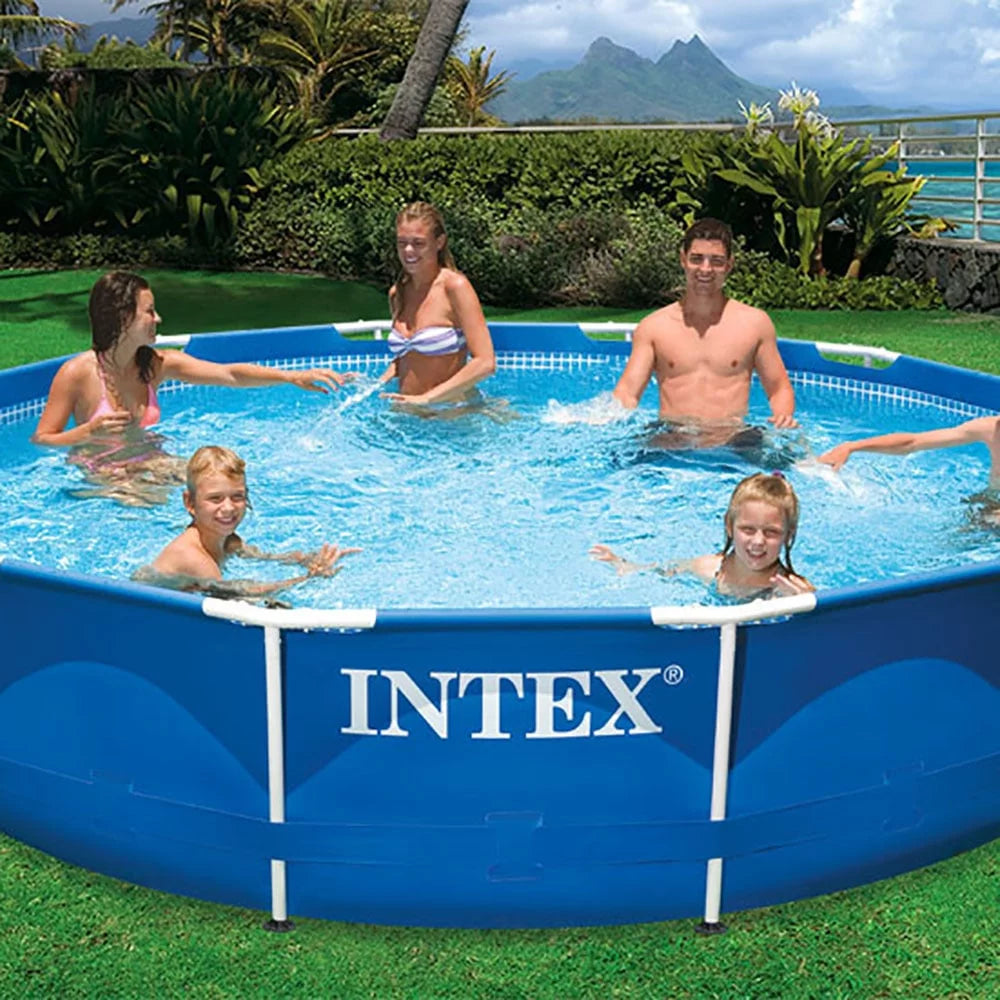 12'x30 Metal Frame Swimming Pool with Filter Pump & Pool Cover K670