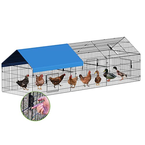 Metal Chicken Coop 130"×40"×39" with Cover T432782
