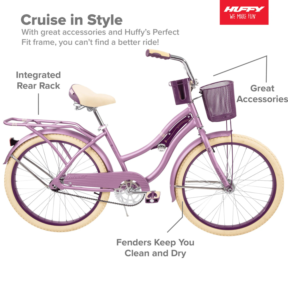 24 Inch Purple Satin Cruiser Bike X76999