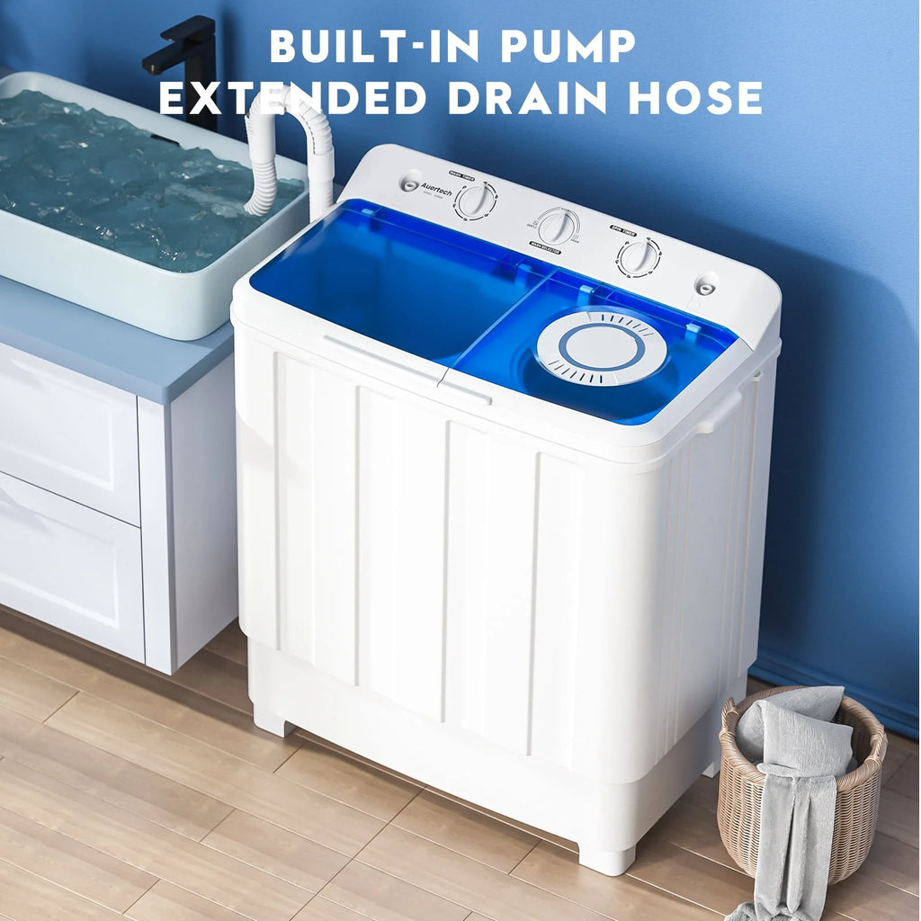 Portable 28lbs Twin Tub Compact Semi-Automatic Washer Spinner Combo Y11879
