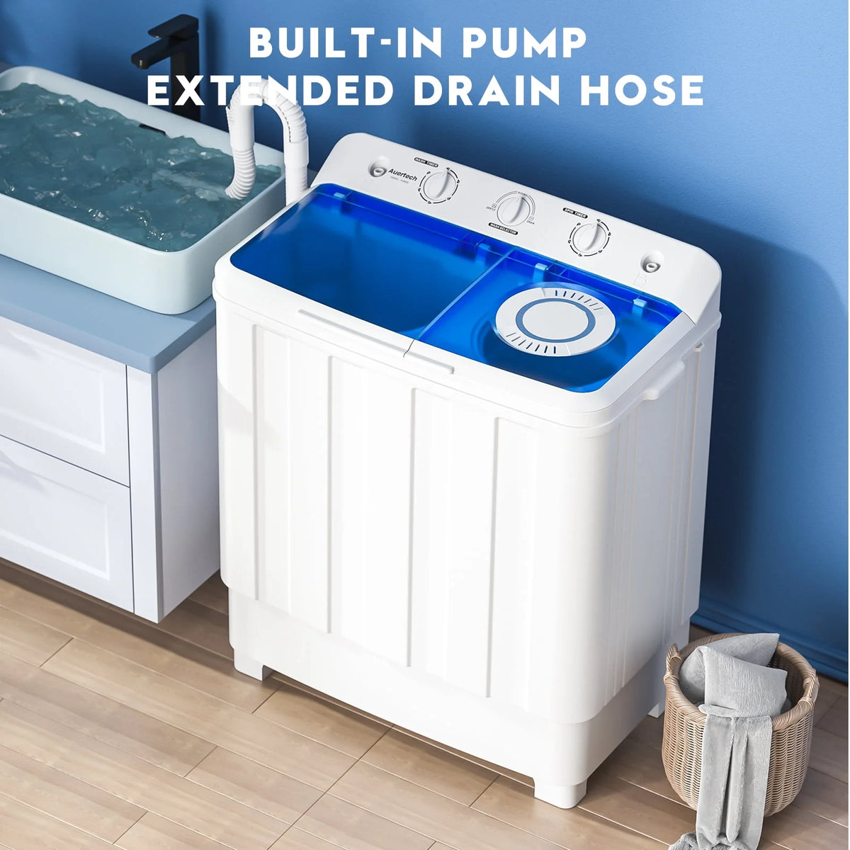 Portable 28lbs Twin Tub Compact Semi-Automatic Washer Spinner Combo Y11879