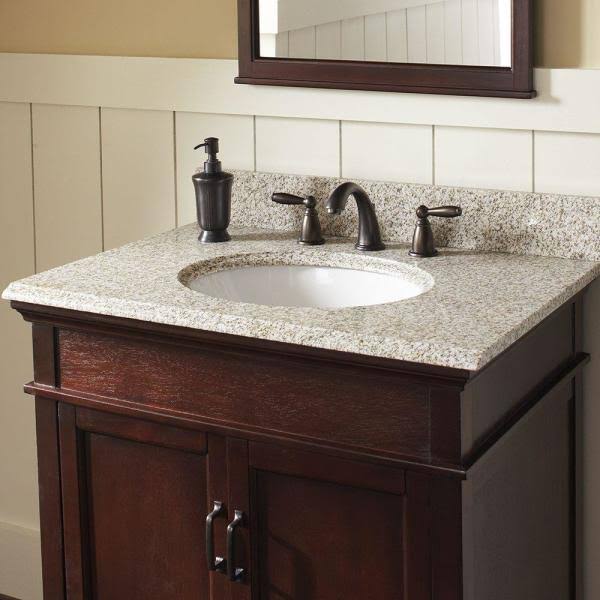31x22 Golden Hill Granite Vanity Top with White Bowl N749514