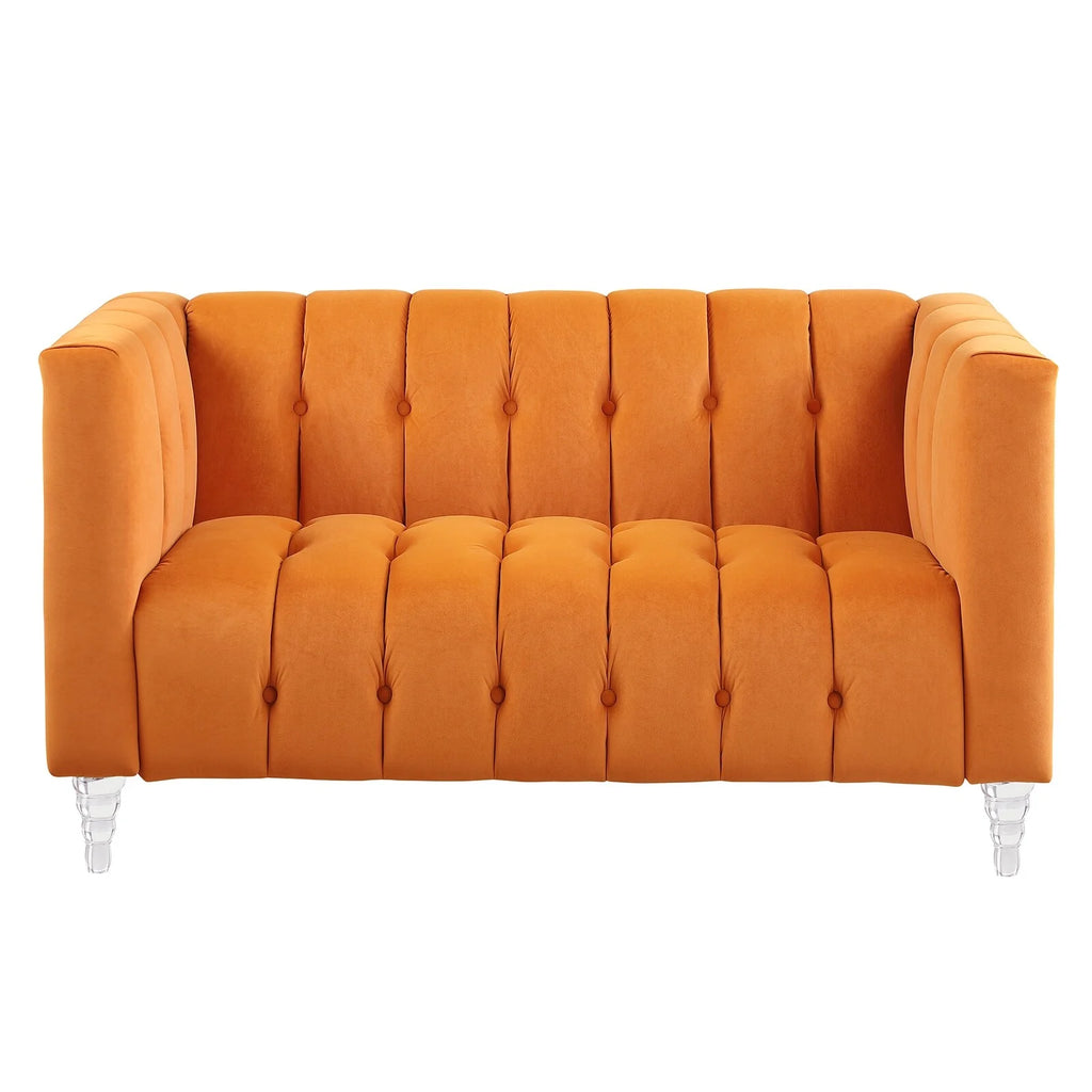 Orange Velvet Tufted Sofa O798