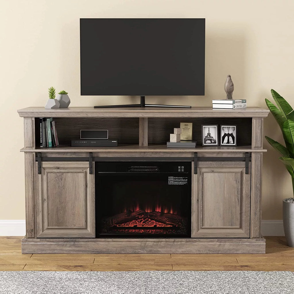 58 TV Stand with Electric Fireplace, Gray M30746