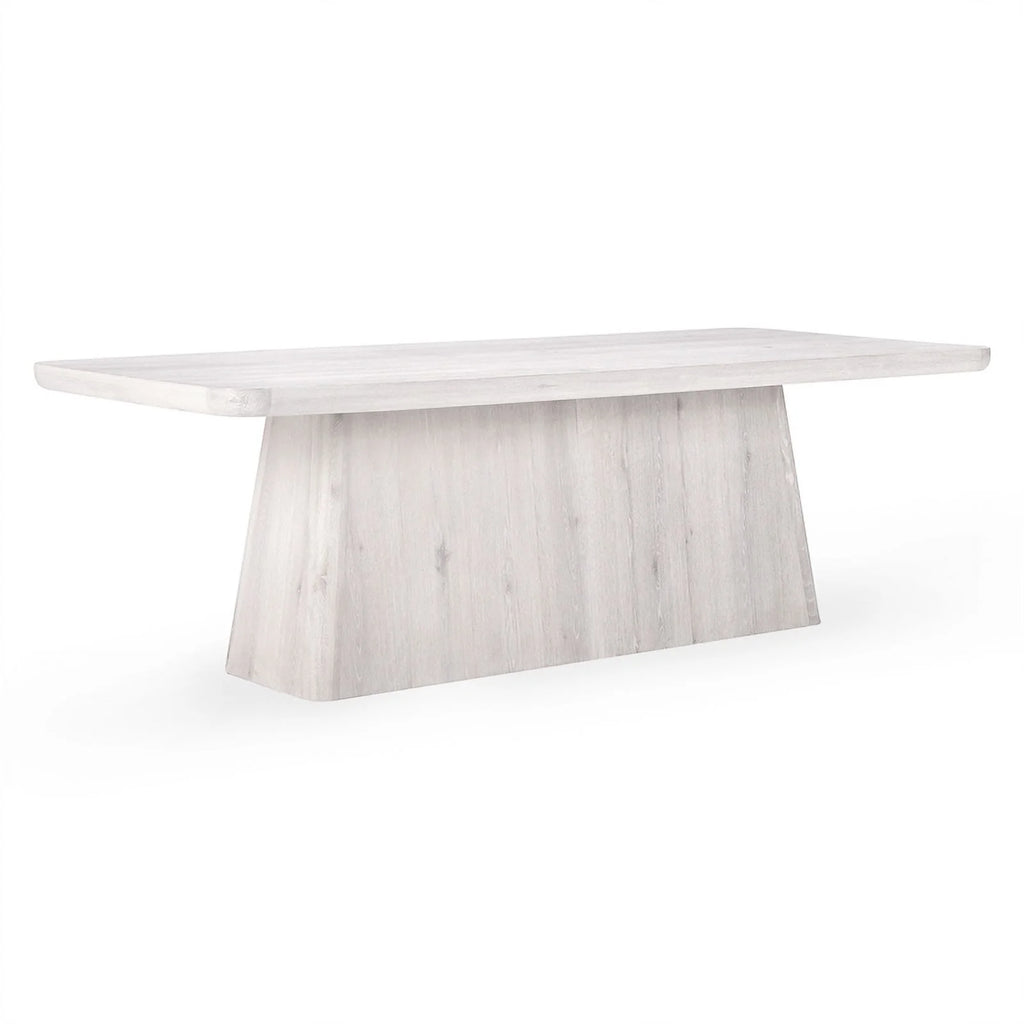 Whitewash Oak Wood Pedestal Dining Table K10747