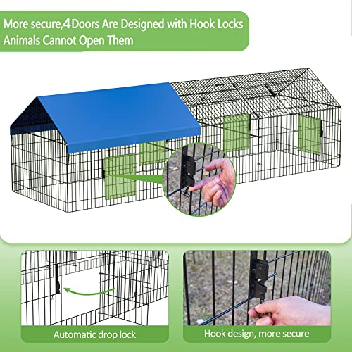 Metal Chicken Coop 130"×40"×39" with Cover T432782