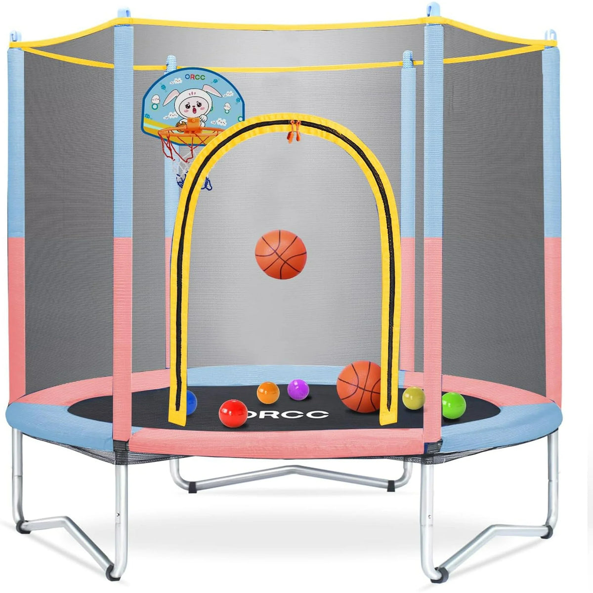 Kids Trampoline with Safety Enclosure and Steel Frame V370