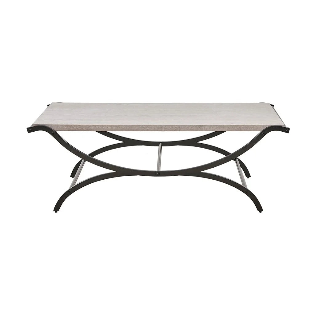Modern Contrast Rectangular Coffee Table with Black Trestle Metal Base C767