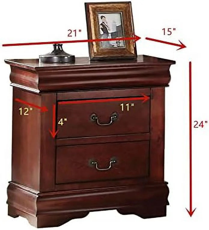 Small Wooden Nightstand with 2 Drawers N838
