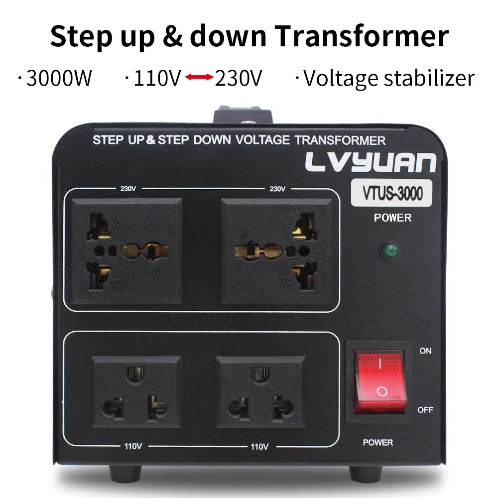 3000 Watts Peak Voltage Converter Transformer Step Up/Down 110V to 220V / 220V to 110V P74818