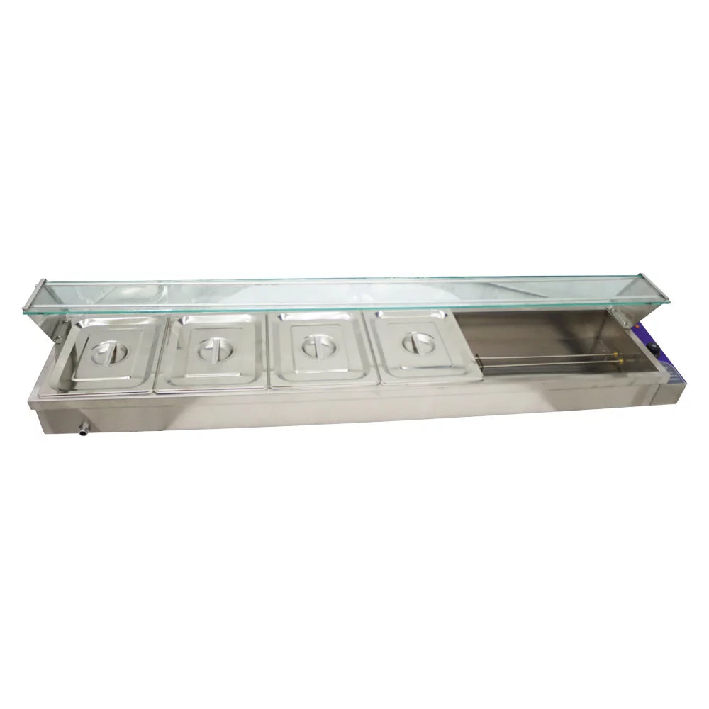 Electric Commercial Bain-marie Buffet Food Warmer Steam Table with Glass Guard 6-Pan I464