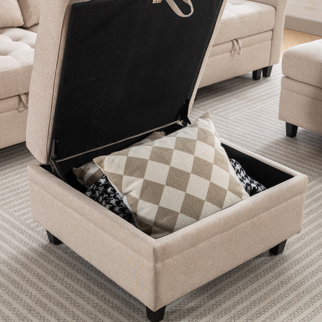 U/L Shaped Sectional Sofa Set with Storage Ottoman H509650